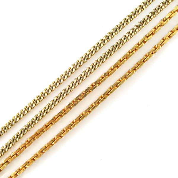 Appraisal: A collection of one k and one k gold neck