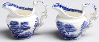 Appraisal: Pair Of Miniature Spode Porcelain Creamers With blue transfer decoration