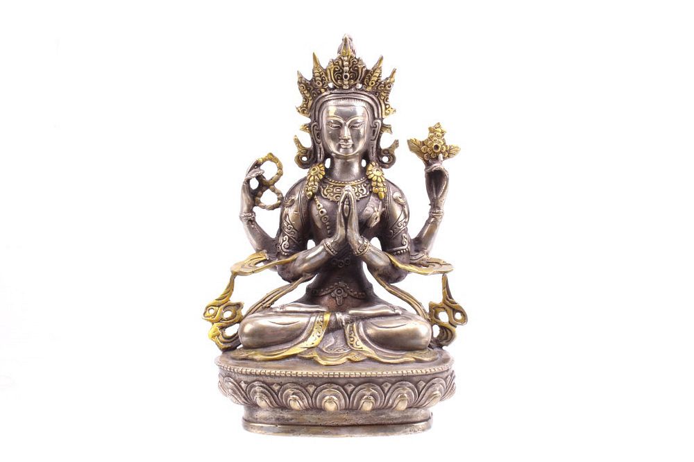 Appraisal: Tibetan Gilt Bronze Amitayus Figure Included in this lot is