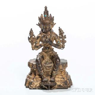 Appraisal: Gilt-bronze Maitreya Buddha Gilt-bronze Maitreya Buddha Tibet or Nepal possibly