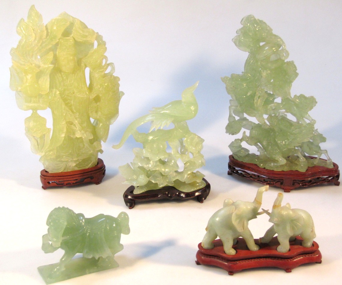 Appraisal: Various jadeite finish figures and ornaments to include a large