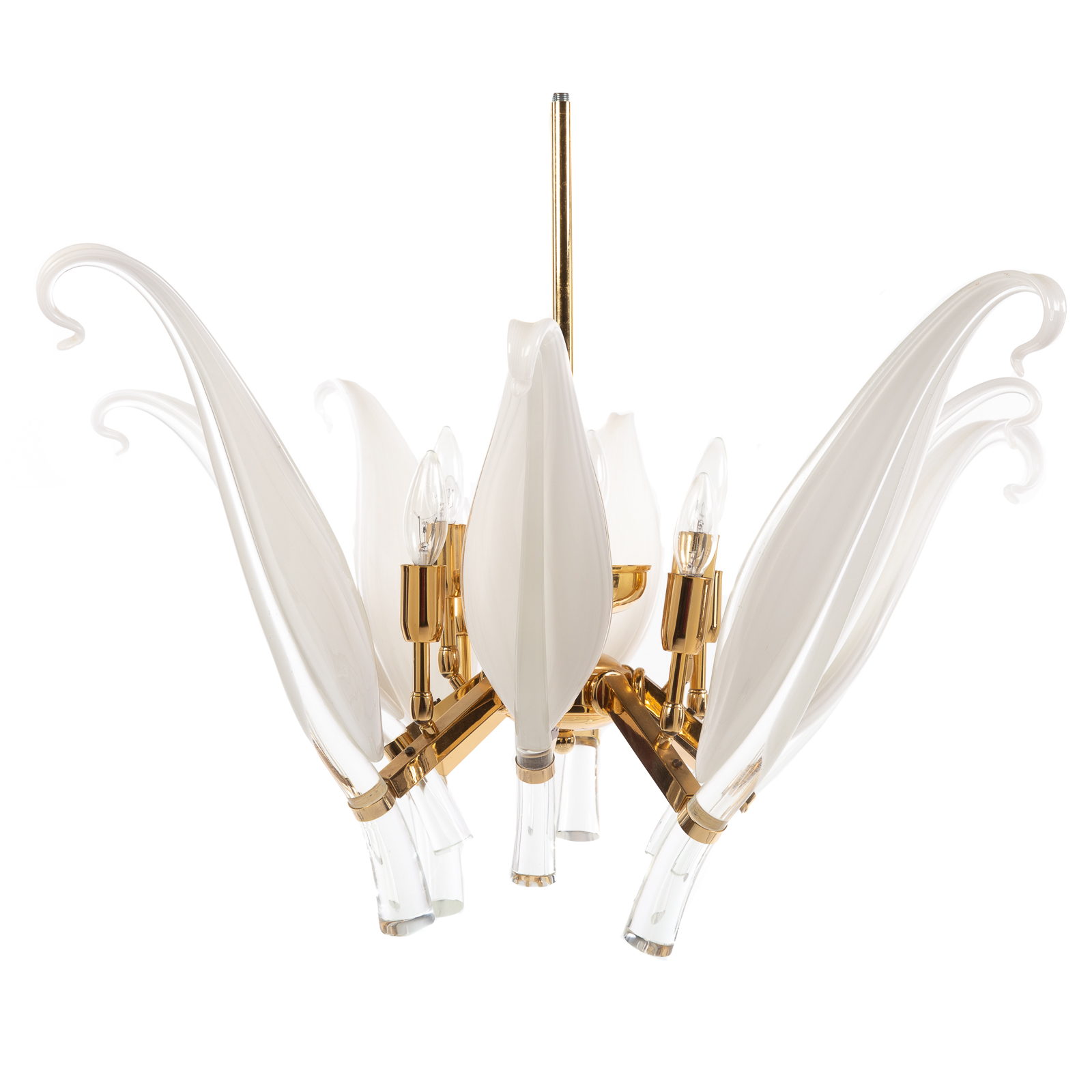 Appraisal: MURANO GLASS BRASS CHANDELIER Eight light brass frame modern chandelier