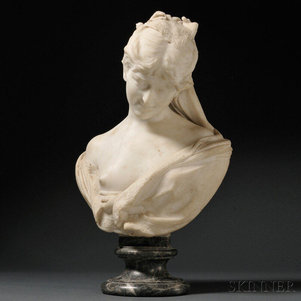 Appraisal: After Giovanni Ciniselli Italian - Marble Bust of a Woman