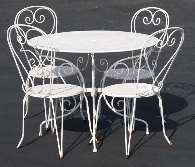 Appraisal: lot of French white painted iron patio set th c