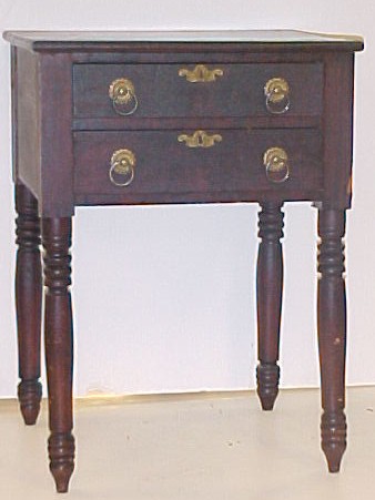 Appraisal: th C two drawer work stand figured flame mahogany veneer