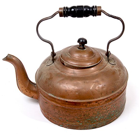 Appraisal: Copper Kettle A goose necked large copper tea kettle with