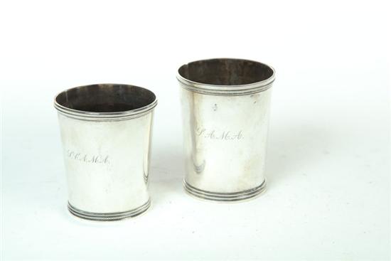 Appraisal: TWO SILVER BEAKERS OR JULEP CUPS Both marked for Jaccard