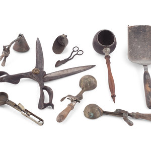 Appraisal: Nine Iron and Tin Kitchen Tools includes a shovel a