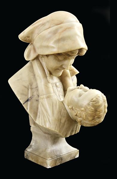 Appraisal: AN ITALIAN MARBLE FIGURE GROUP ON SOCLE modelled as a