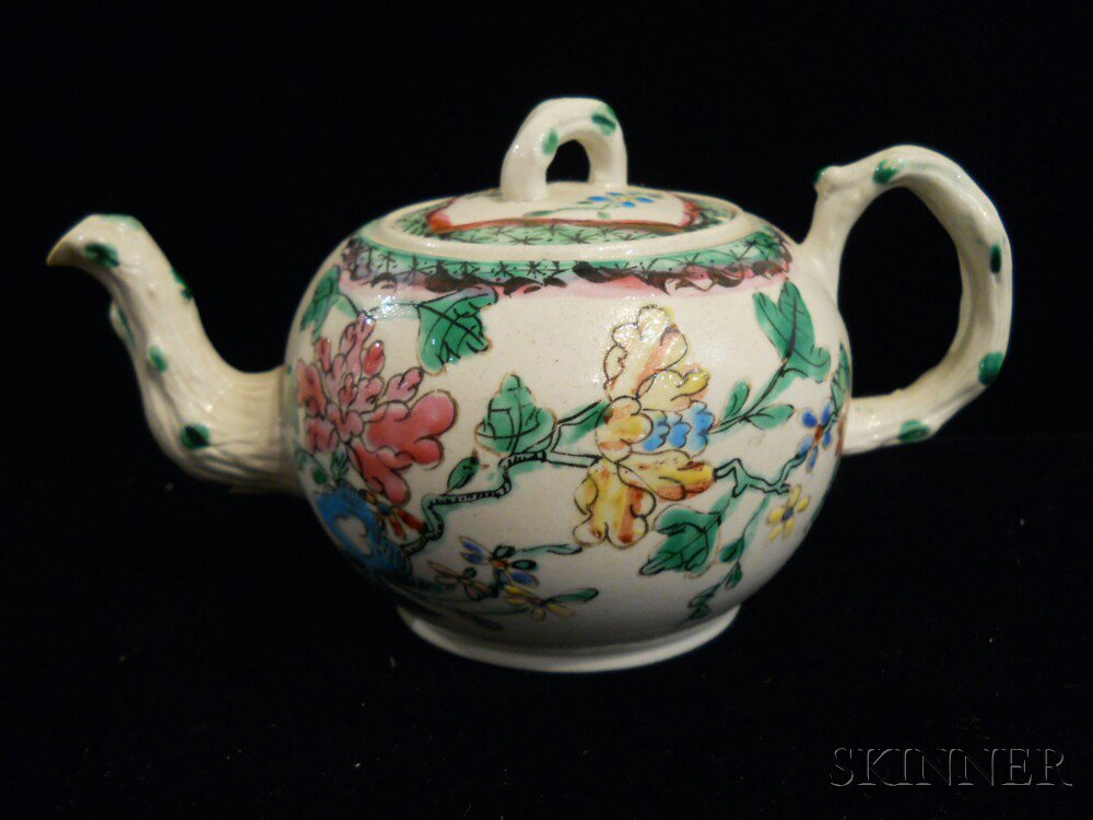 Appraisal: Staffordshire Salt-glazed Stoneware Teapot and Cover England c globular with