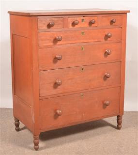 Appraisal: Pennsylvania Sheraton Cherry Chest of Drawers Pennsylvania Sheraton Cherry Semi-tall