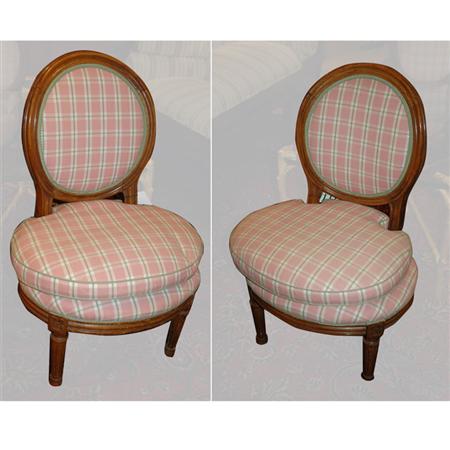 Appraisal: Pair of Louis XVI Style Diminutive Chaises a la Reine