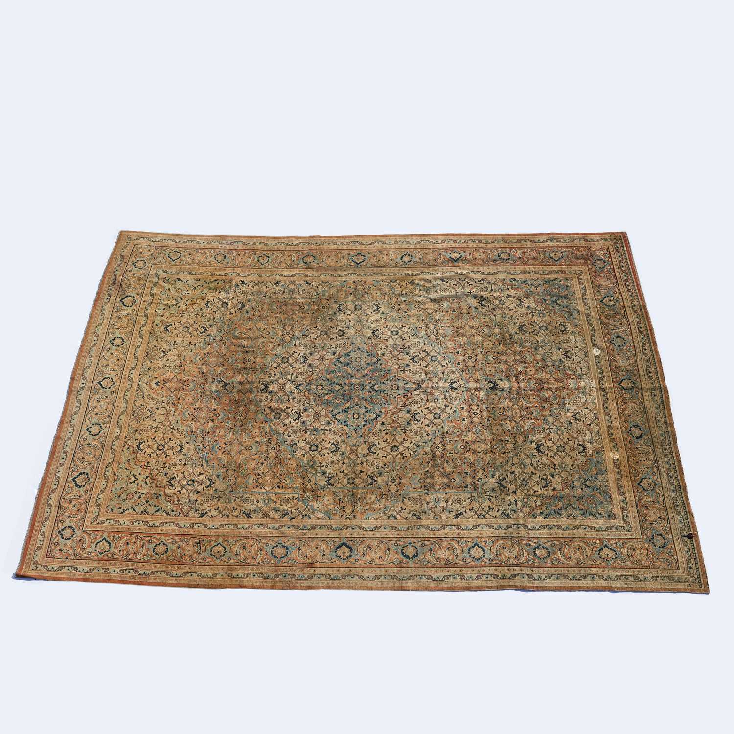 Appraisal: FINE AND LARGE ANTIQUE TABRIZ CARPET late th c Persia