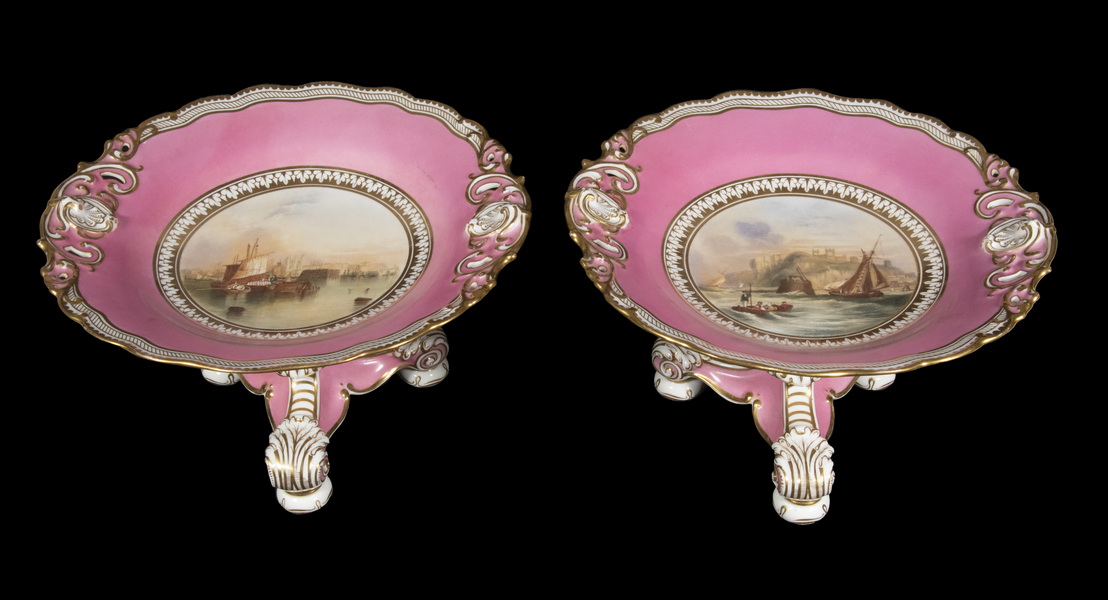 Appraisal: PR COPELAND PORCELAIN COMPOTES Pair of Mid- th c Copeland