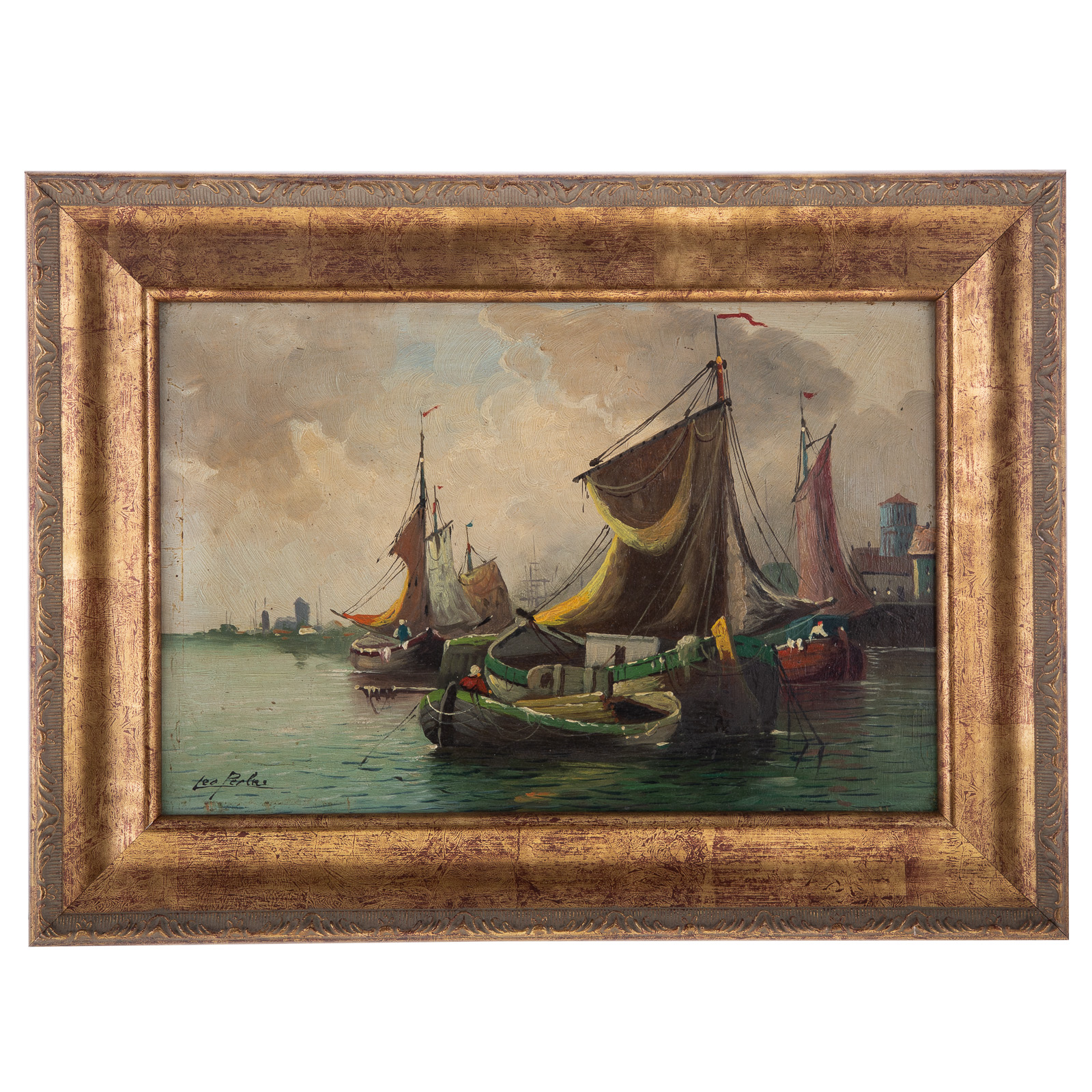 Appraisal: KARL KAUFMANN FISHING VESSELS AT PORT OIL German - Oil