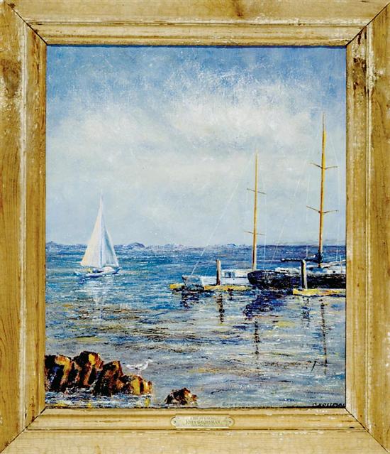 Appraisal: John Grossman California b A DAY OF SAILING oil on