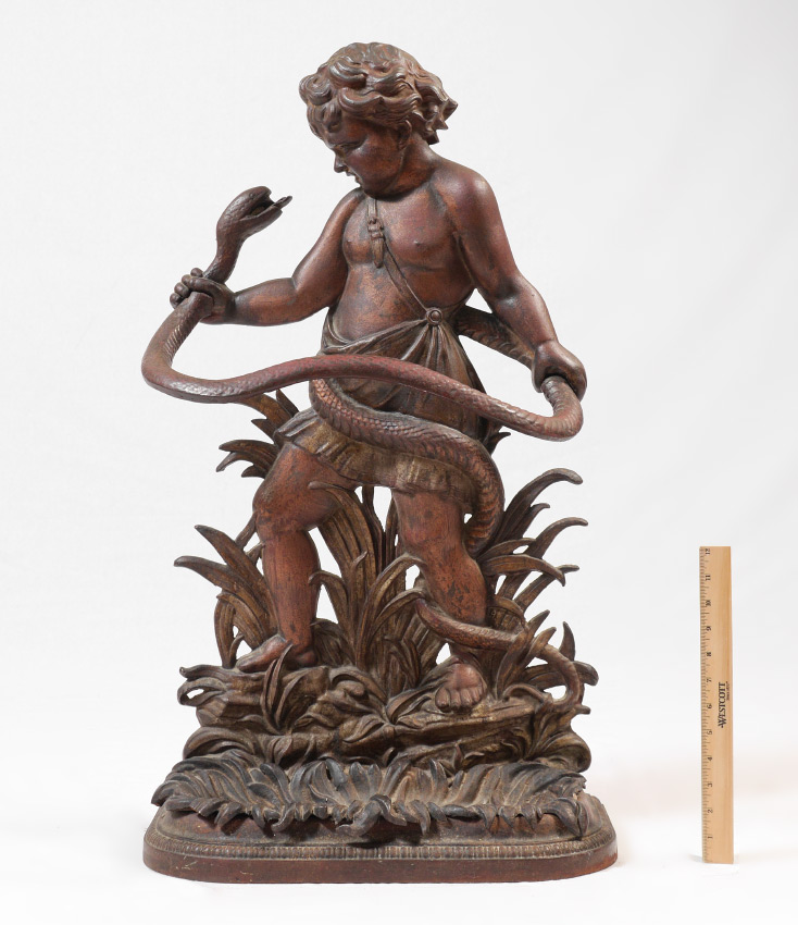 Appraisal: COALBROOKDALE HERCULES THE SNAKE CAST IRON UMBRELLA STAND Allegorical figural