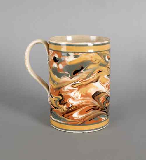 Appraisal: Mocha mug early th c with marbleized glaze h