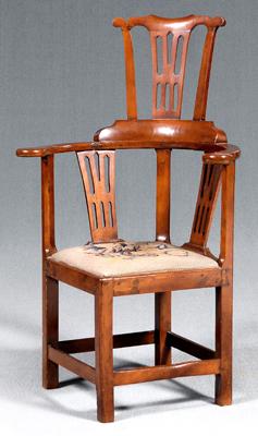 Appraisal: Chippendale comb-back corner chair beech and other mixed woods pierced