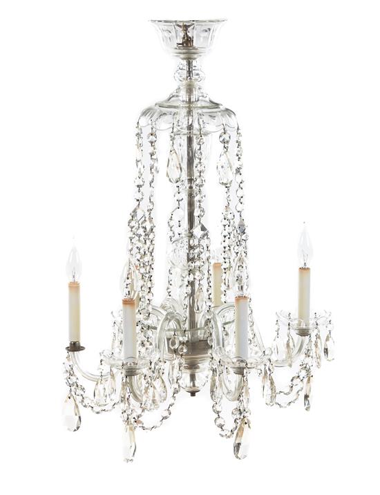 Appraisal: Sale Lot A A Georgian Style Cut Glass Six-Light Chandelier