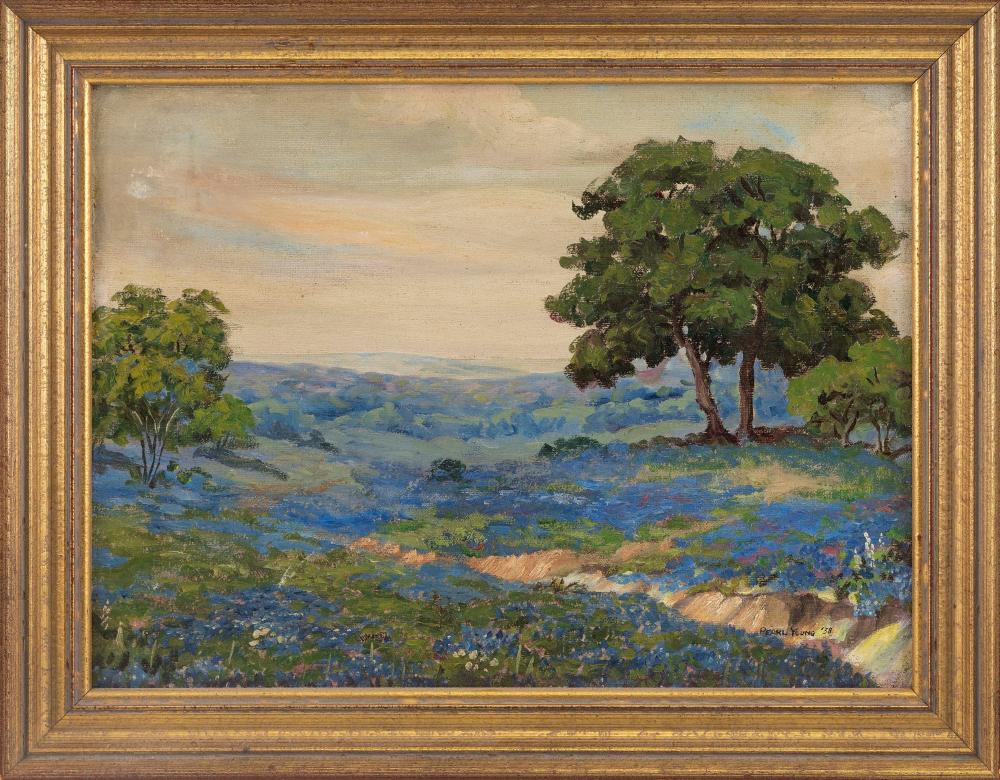 Appraisal: PEARL YOUNG CALIFORNIA - ROLLING HILLS OF BLUEBONNETS OIL ON