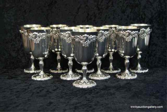 Appraisal: Wallace Silverplate Baroque Water Goblet SetIncludes Water Goblets from the