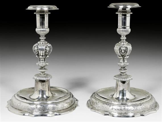 Appraisal: PAIR OF CANDLEHOLDERS Zurich circa Maker's mark Sigmund Fuessli Maker's