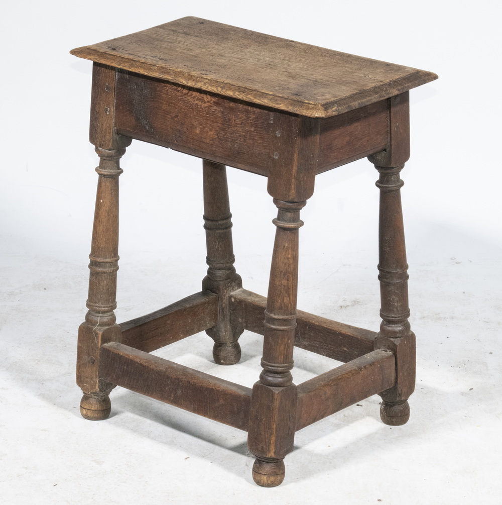 Appraisal: ENGLISH OAK JOINT STOOL th c Oak Stool with molded