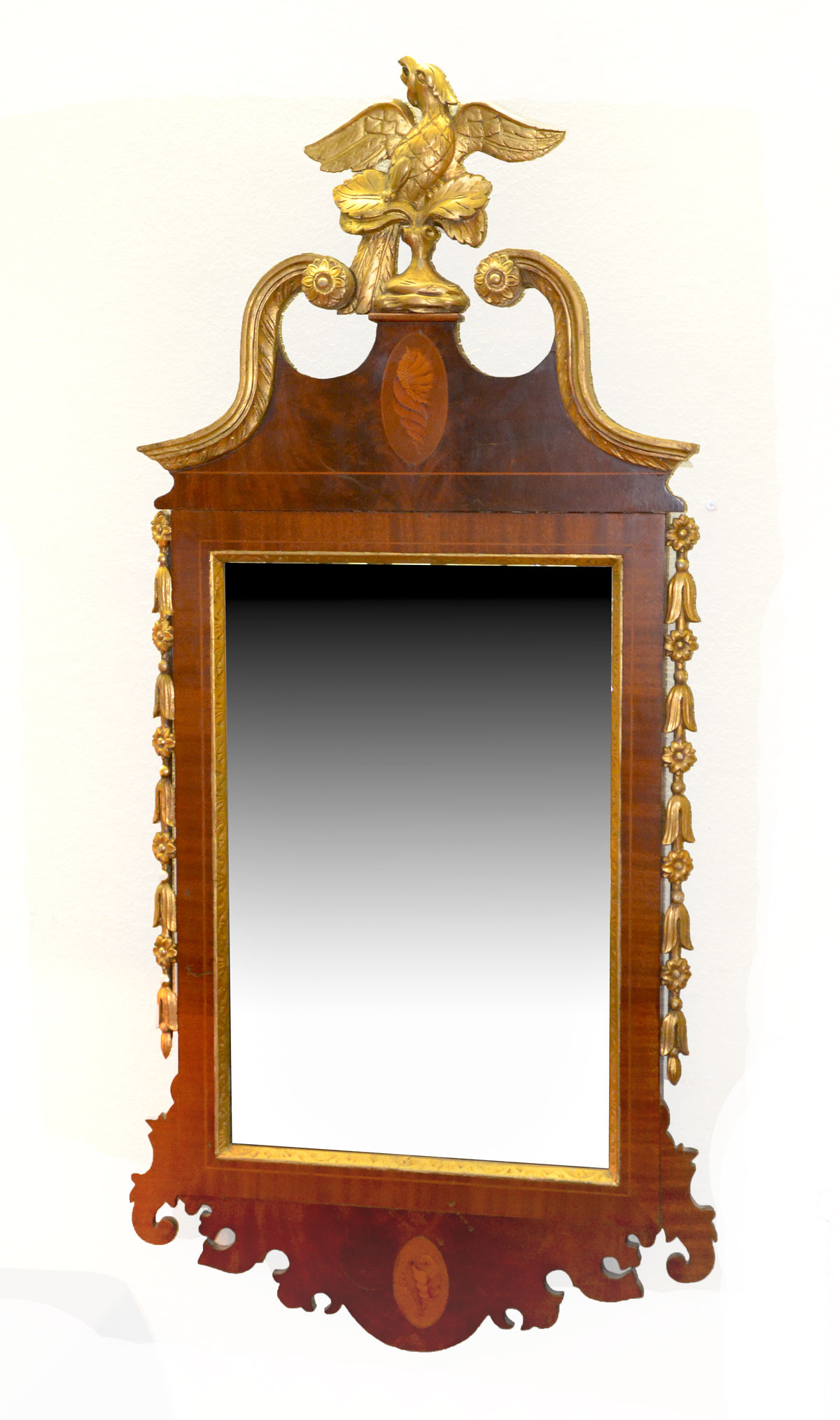 Appraisal: CHIPPENDALE MIRROR WITH EAGLE CREST Gilt Chippendale mirror with a