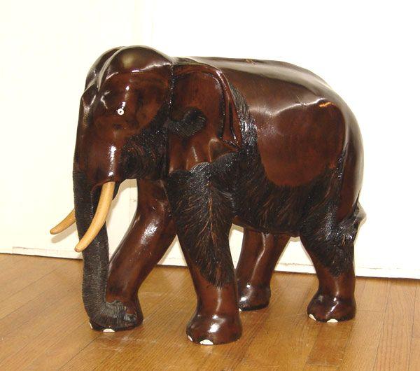 Appraisal: LARGE WOOD ELEPHANT '' h x '' x '' lbs