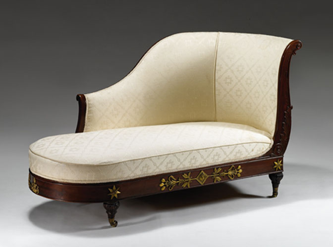 Appraisal: Louis Phillipe ormulu mounted mahogany chaise longue circa The curved