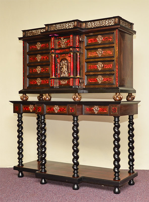 Appraisal: MAGNIFICENT VARGUENO CABINET ON STAND Rich in architectural detail this