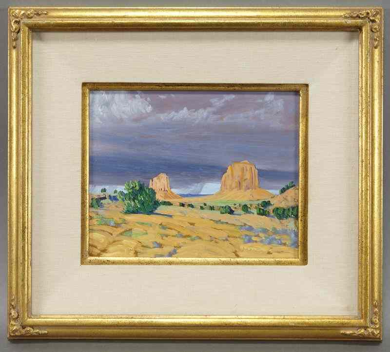 Appraisal: William Berra ''Monument Valley'' oil paintingon board Board ''H x