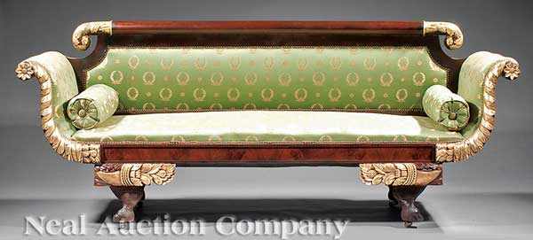 Appraisal: An American Carved Mahogany and Gilded Settee probably mid- th