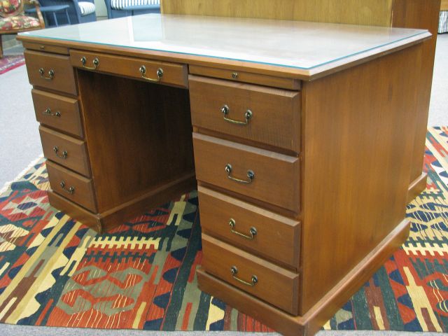 Appraisal: Newer pine desk and matching bureau desk has file drawer