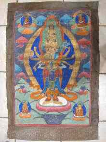 Appraisal: A painted wall hanging of a Buddhist deity probably Indonesian