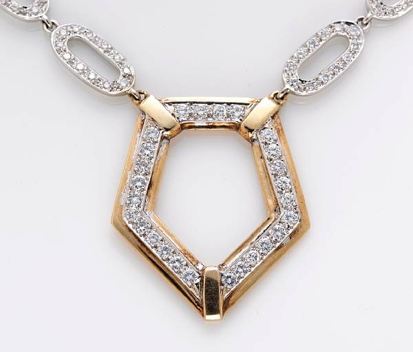 Appraisal: A diamond link necklace estimated total diamond weight carats mounted