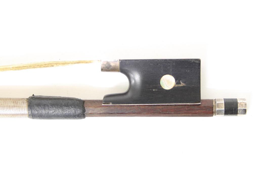 Appraisal: Silver mounted violin bow unstamped gm