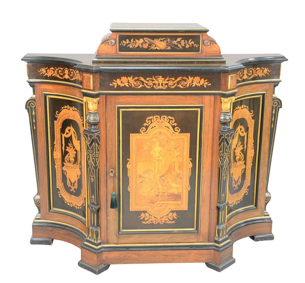 Appraisal: Aesthetic Rosewood Side Cabinet having inlay and inlaid panels central