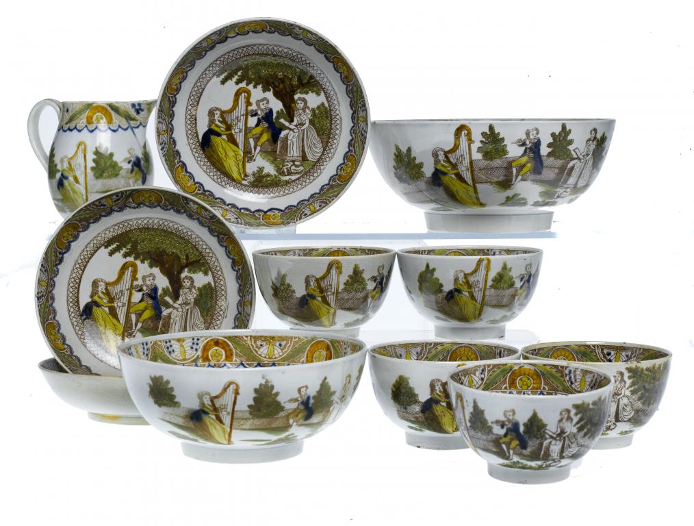 Appraisal: A STAFFORDSHIRE PEARLWARE TEA SERVICE POSSIBLY SHORTHOSE CO printed in