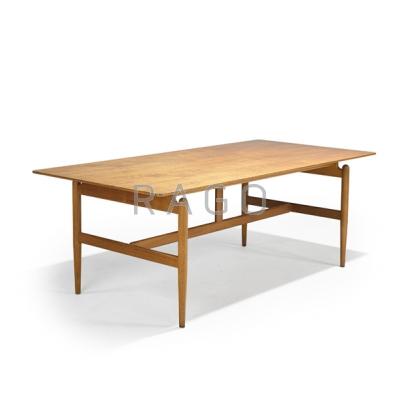 Appraisal: FINN JUHL NIELS VODDER Trestle table Denmark s Bleached walnut