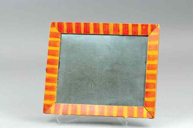 Appraisal: PAINTED FRAME MIRROR Wood frame done in red and yellow