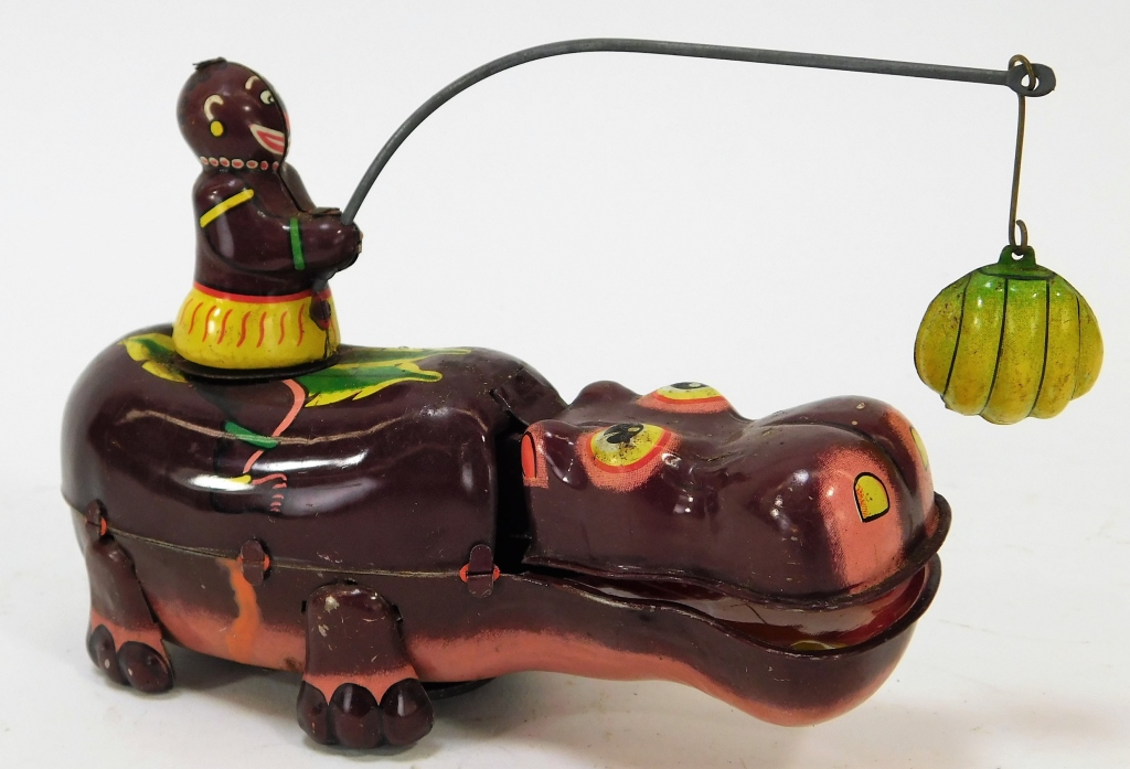 Appraisal: TPS JAPAN TIN LITHO MECHANICAL HAPPY HIPPO Japan Circa Toy