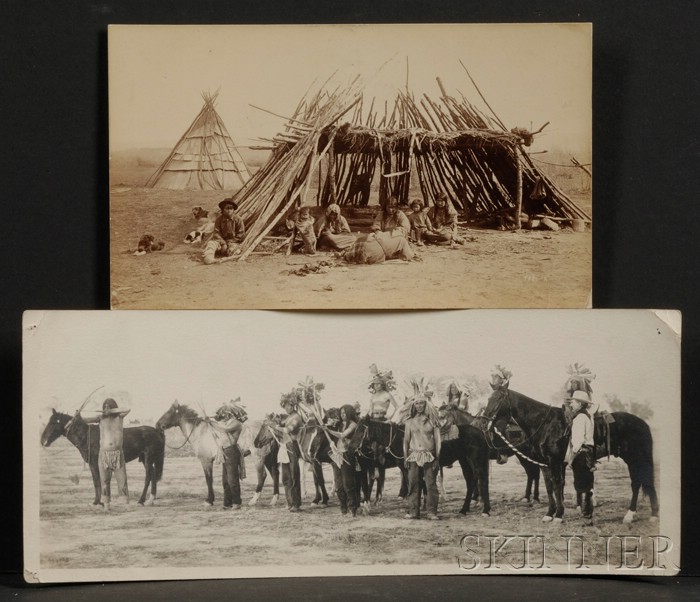 Appraisal: Two Southwest Photographs the first an Apache camp scene written