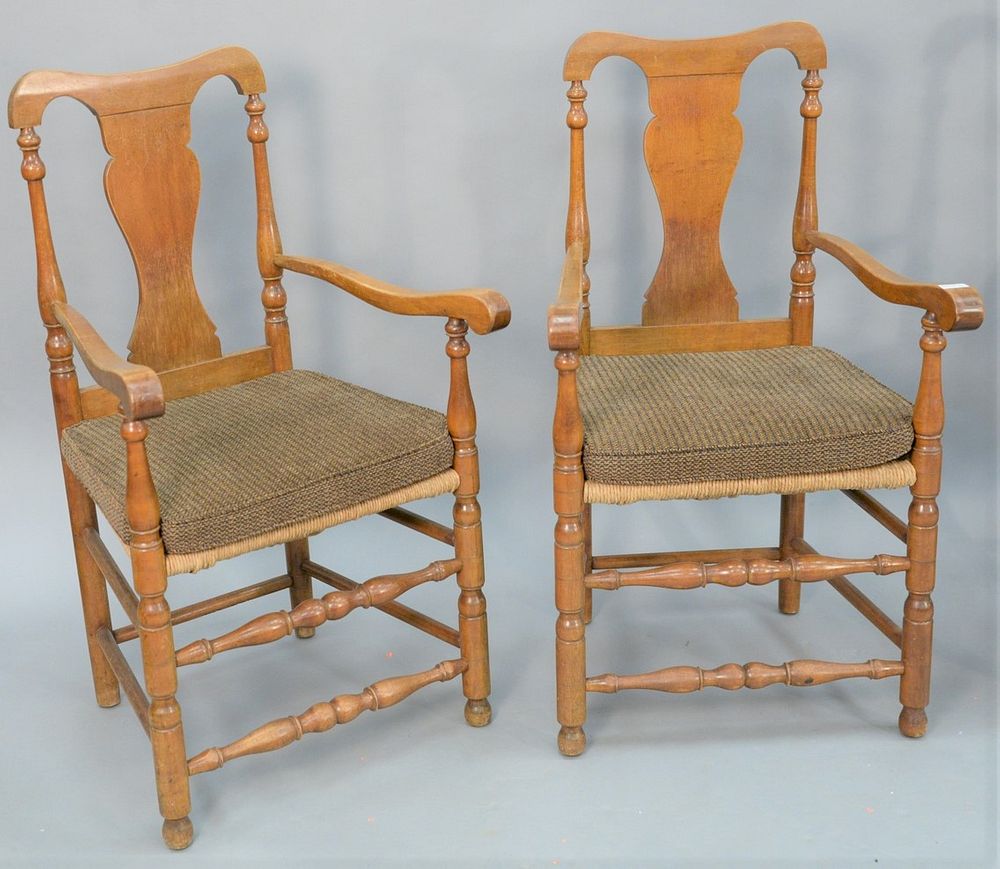 Appraisal: Pair of two Wallace Nutting Queen Anne style maple arm