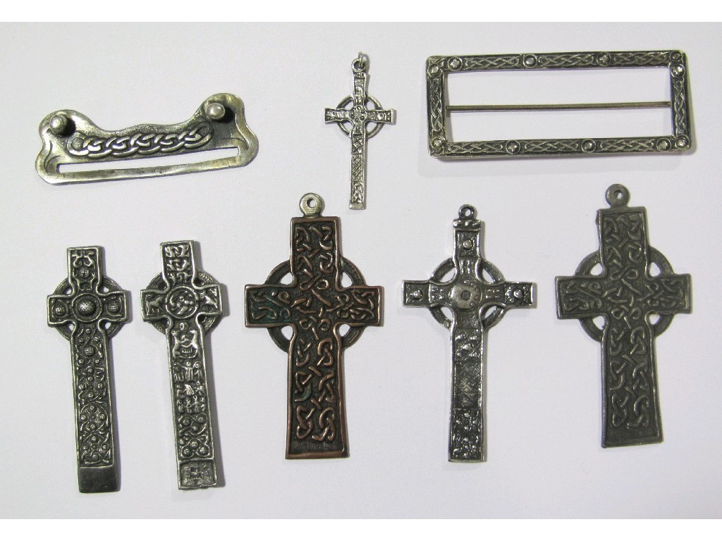 Appraisal: Silver Celtic cross pendant four lead Celtic cross pendants small