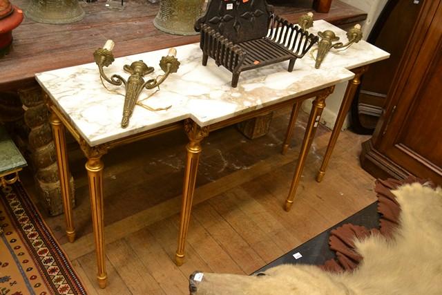 Appraisal: A LOUIS STYLE GILT AND MARBLE TOPPED HALL TABLE