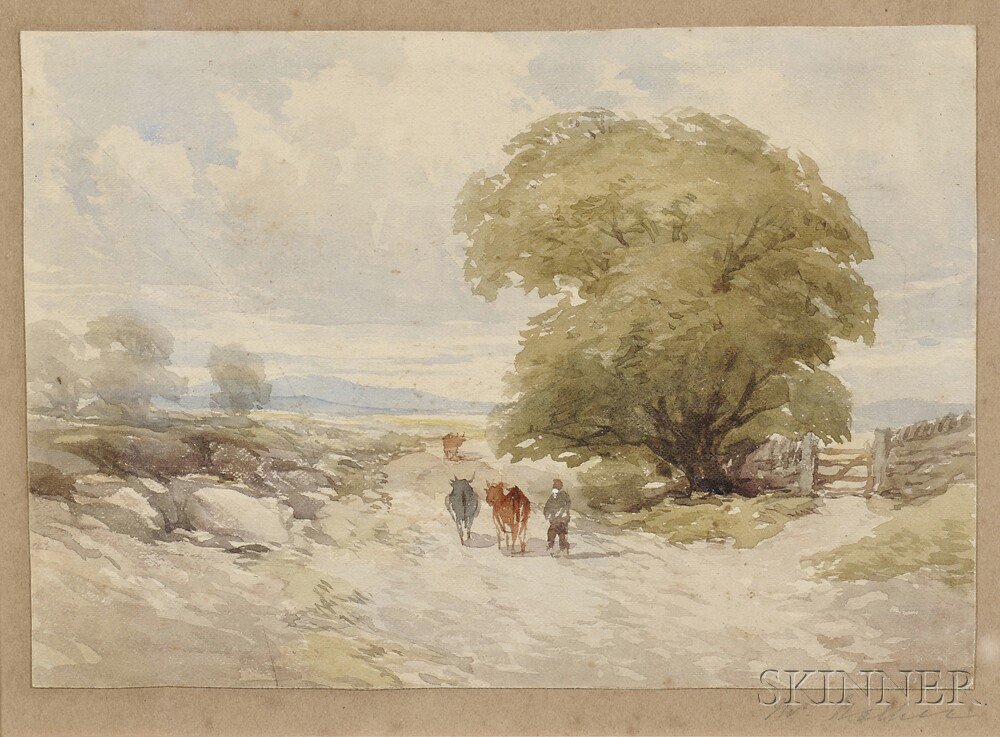 Appraisal: James William Walker British - Cowherder on a Country Path