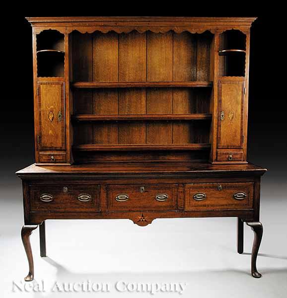 Appraisal: A Georgian Inlaid Oak Welsh Dresser mid- th c the