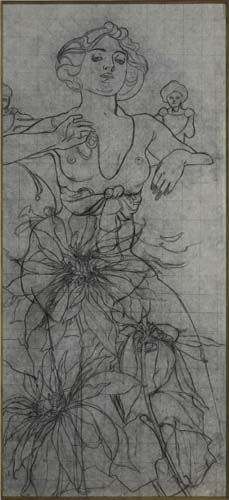 Appraisal: ALPHONSE MUCHA - THE RUBY Preliminary pencil study Circa x